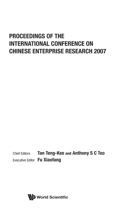 Proceedings Of The International Conference On Chinese Enterprise Research 2007