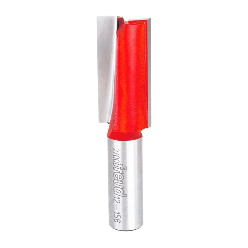 Freud 12-156: 3/4" (dia.) Double Flute Straight Bit with 1/2" shank, 1-1/2" carbide height,Red