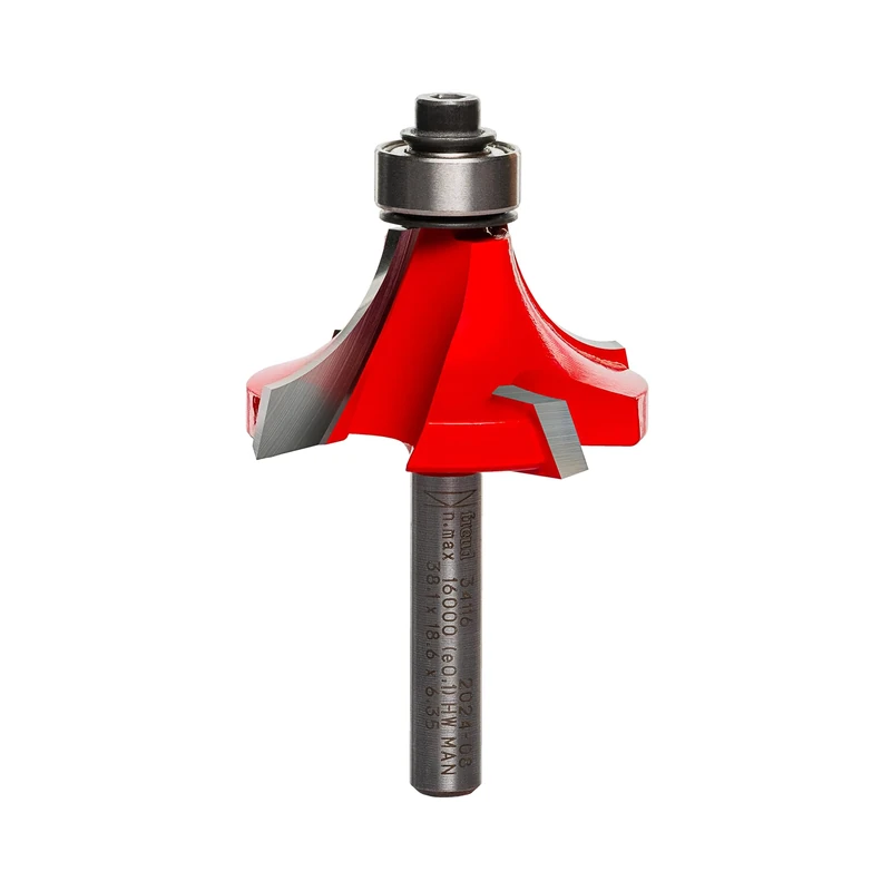 Freud Quadra-Cut Radius Rounding Over Bit with Perma-Shield Coating for Flawless Finish - 4 Cutters, 1/4" Shank Dia., 1/2" Radius, 2-1/2" Length - 34-116