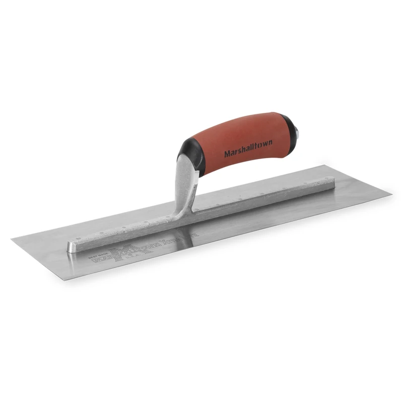 MARSHALLTOWN MXS64D High Carbon Steel Finishing Trowel – 14" x 4" Blade with Beveled Edges, DuraSoft® Curved Handle, Lightweight Xtralite® Mounting for Smooth Concrete Finishing