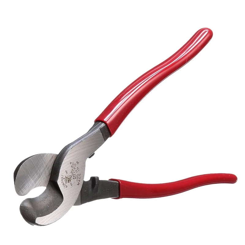 KLEIN TOOLS Cable Cutter, High Leverage Coaxial Cable Cutter For Aluminum, Copper, Communications Cable Red/Silver 63050