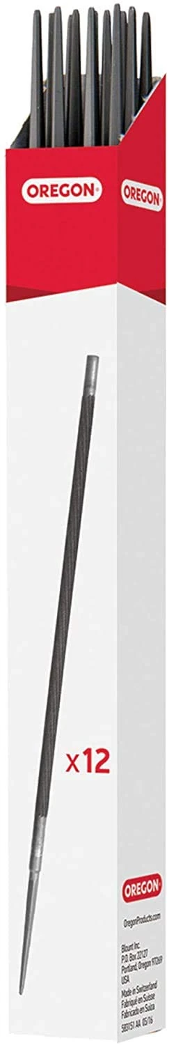 Oregon Round Chainsaw Files, 12 x 4.0mm (5/32"), Chain Sharpening Tools, Manual Chainsaw Sharpener, Double Cut Blade Files, Premium Quality Sharpener File Pack (Red)