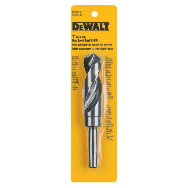 DEWALT DW1629 1-Inch 1/2-Inch Reduced Shank Twist Drill Bit
