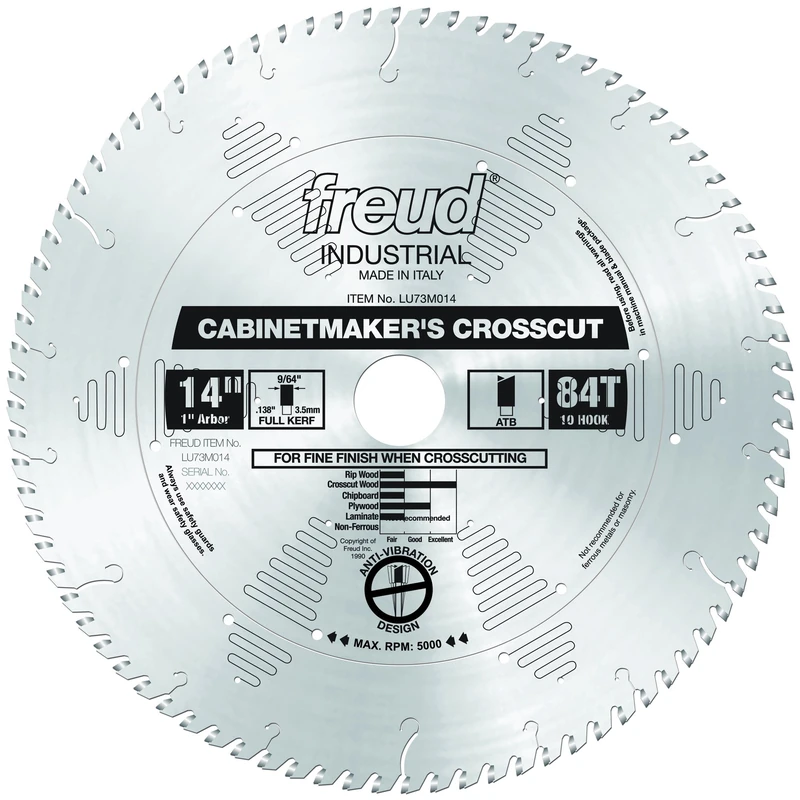Freud LU73M014 14" Cabinetmaker’S Crosscut Blade, Multi, One Size