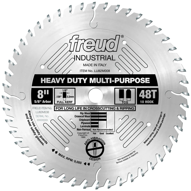 Freud 8" x 48T Heavy Duty Multi-Purpose Blade (LU82M008)