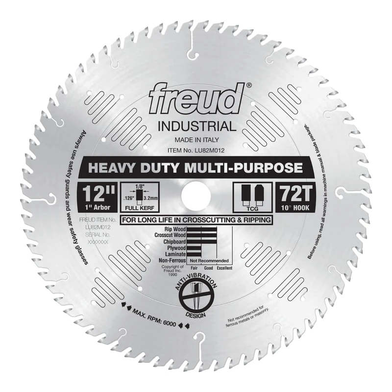 Freud LU82M012: 12" x 72T Heavy Duty Multi-Purpose Blade