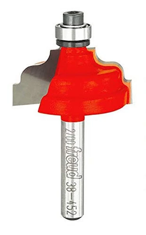 Freud 38-452: 1-1/4" (Dia.) Double Fillet Ogee Bit with 1/4" Shank, One Size, Perma-Shield Coating Red