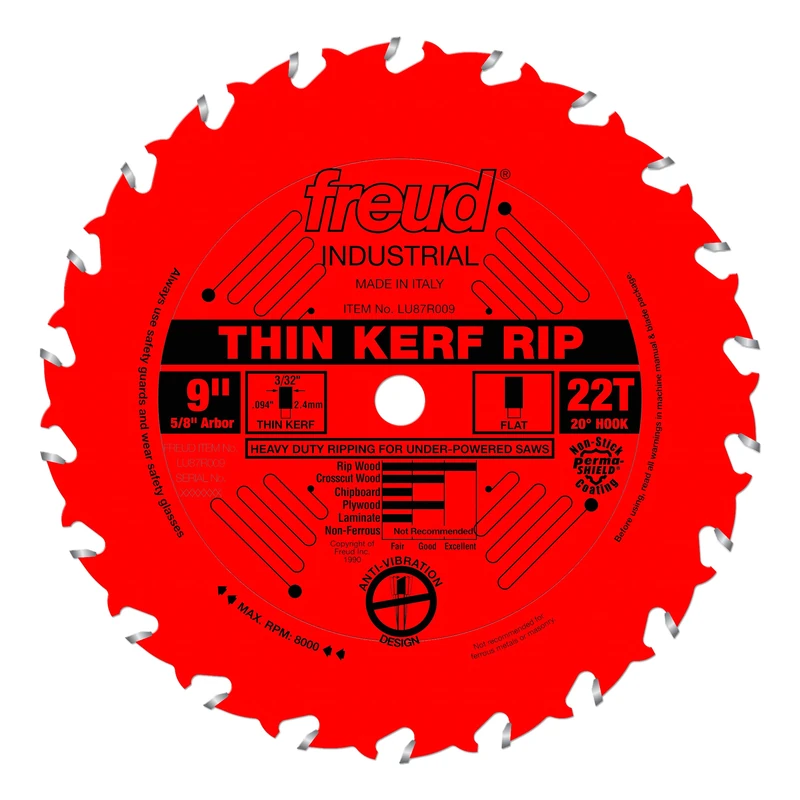 Freud LU87R009 9" Thin Kerf Rip Blade, Multi, One Size