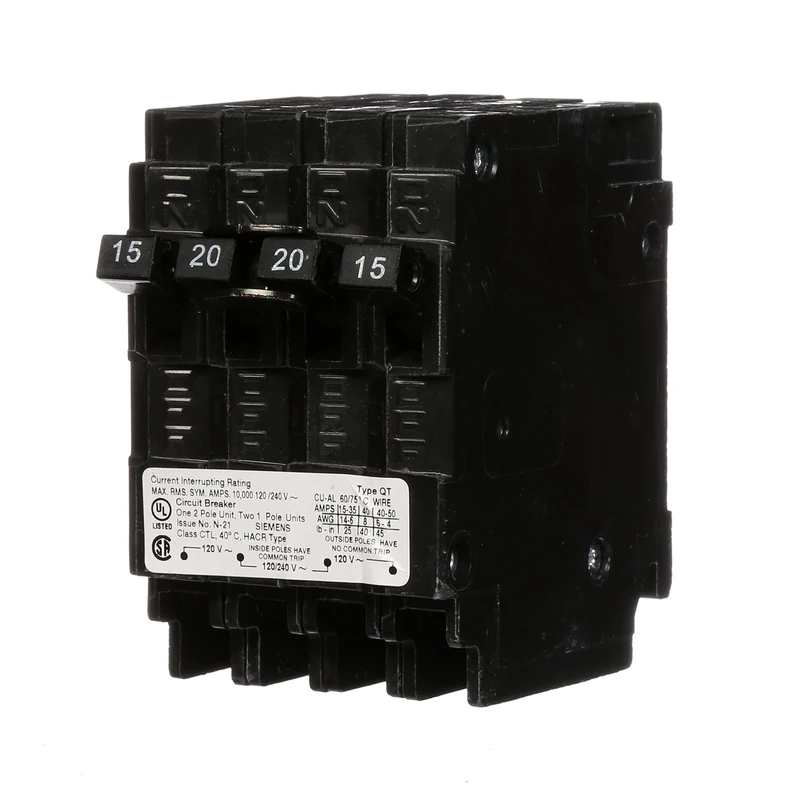 Siemens Q21520CT 20-Amp Double Pole Two 15-Amp Single Pole Circuit Breaker by Siemens