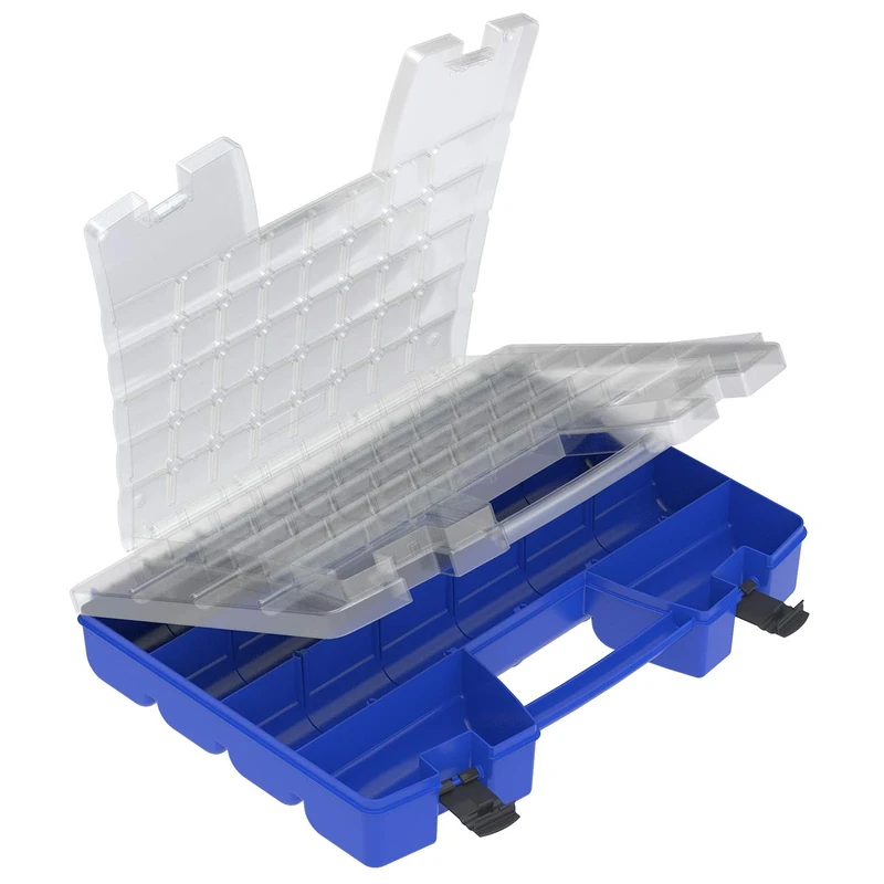 Akro-Mils 06318 Multi Compartment Hardware and Crafts Portable Organizer Storage Case, (18-Inch x 13-Inch x 4-Inch), Blue