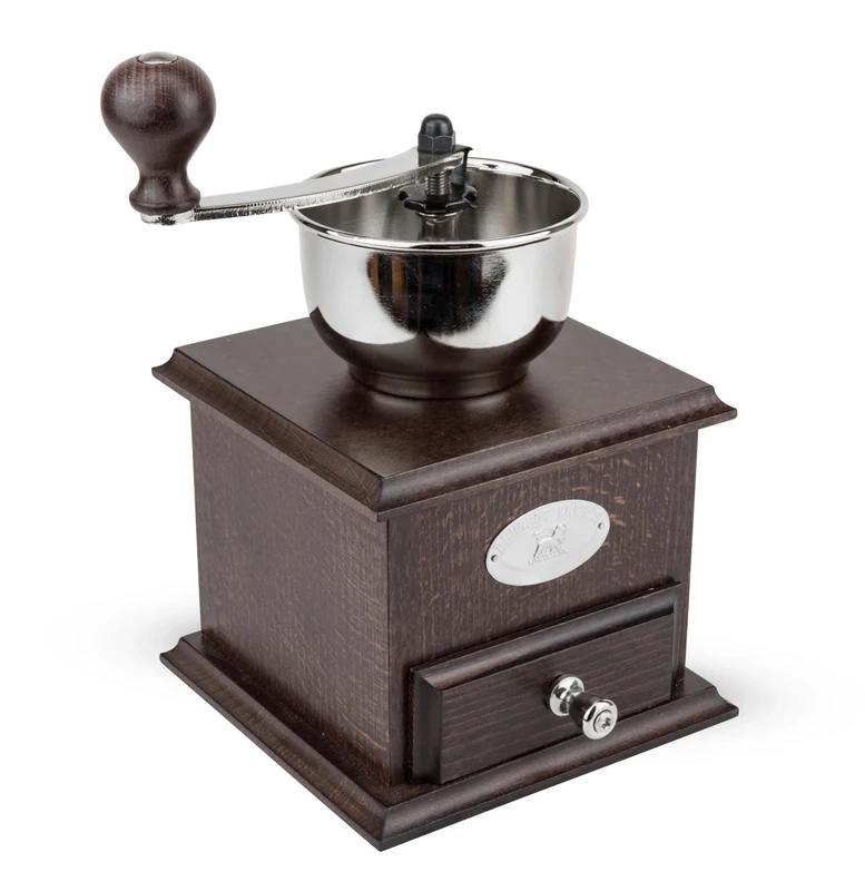 PEUGEOT - Bresil Coffee Mill - Precision Grinding - Manual Coffee Grinder - Hand-Aged Beechwood - 21 cm - Made in France - Chocolate Colour