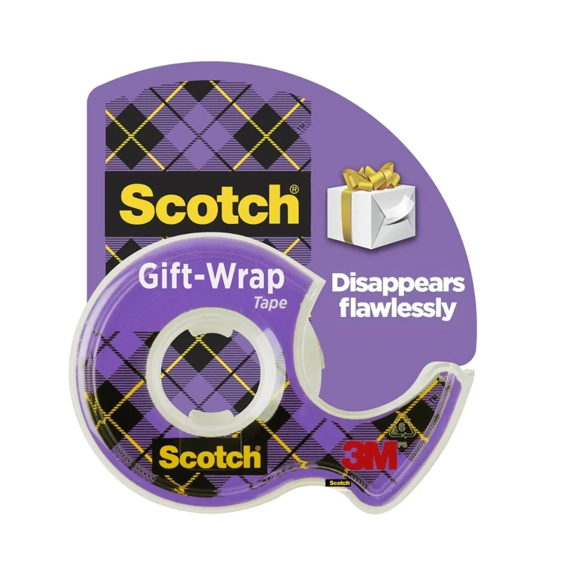 Scotch GiftWrap Tape on Dispenser - 1 Roll 19mm x 16.5m Satin Clear