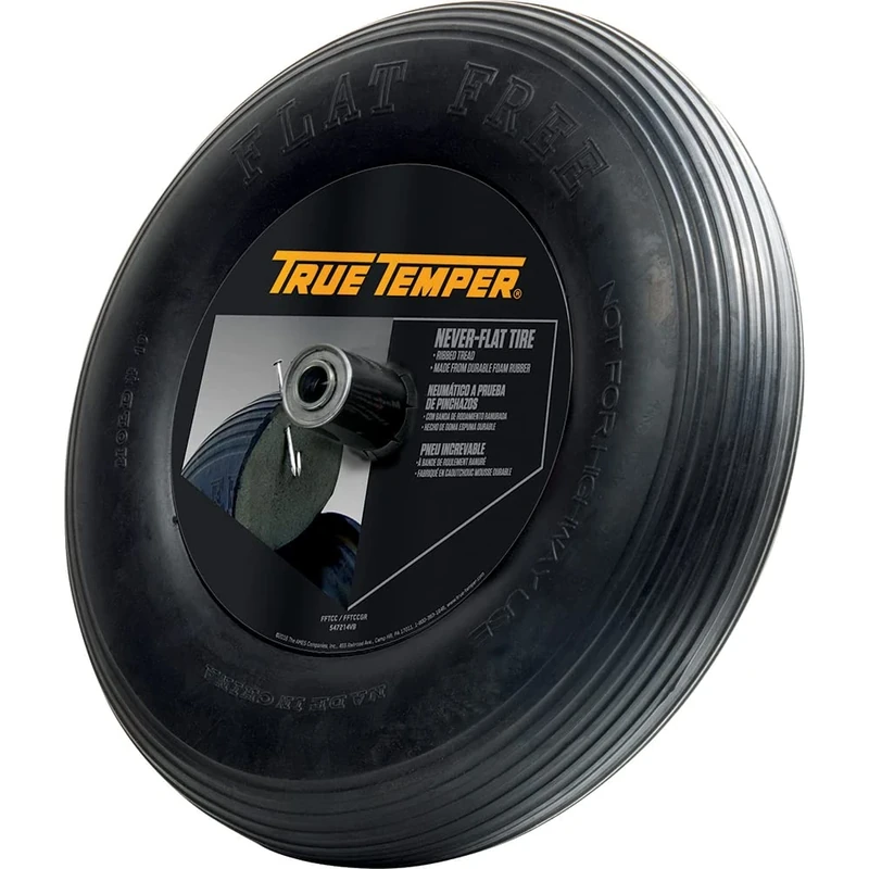 True Temper The AMES Companies, Inc 8-Inch Flat Free Solid Wheelbarrow Tire FFTCC