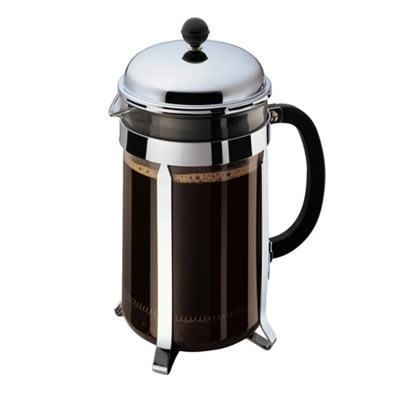 Bodum French Press Chambord - 1,5L / 12 Cup Silver Coffee Maker - Heat-Resistant & Stainless Steel Filter - BPA-Free Dishwasher Safe Cafetiere - Made in Portugal