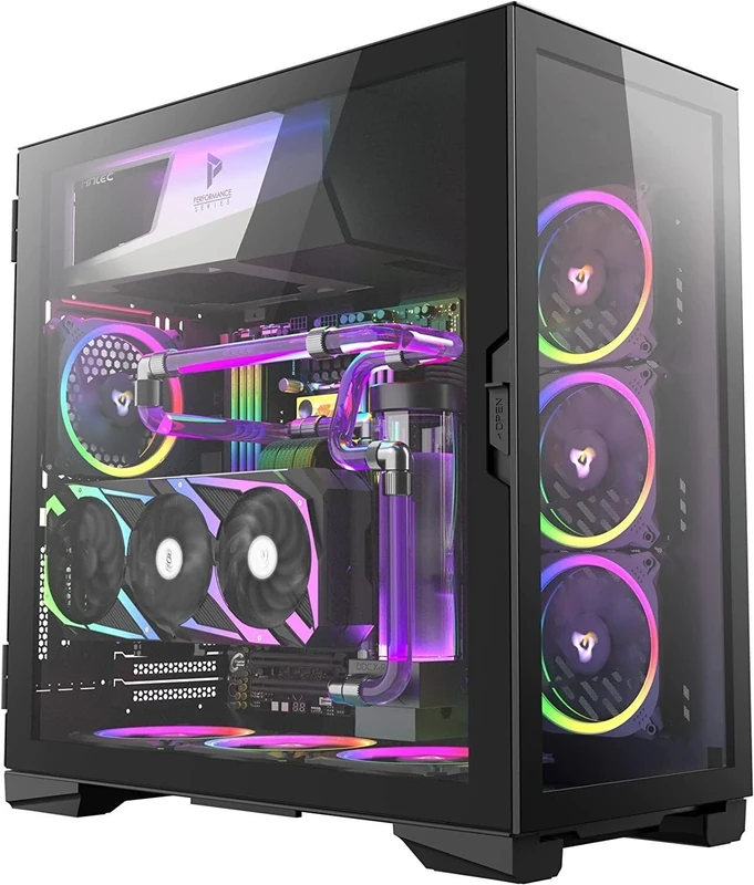 Antec Performance Series P120 Crystal Mid-Tower Case, Supports Up to E-ATX, Tempered Glass Front & Side Panels, Slide Button Design, 2 X 360 mm Radiators, Whilte LED USB 3.0, Aluminum VGA Holder