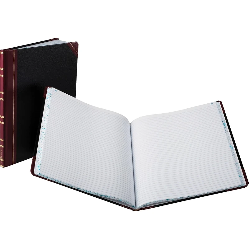 Boorum & Pease 1602123F Record Ruled Book, Black Cover, 300 Pages, 10 1/8 x 12 1/4 - Image 1