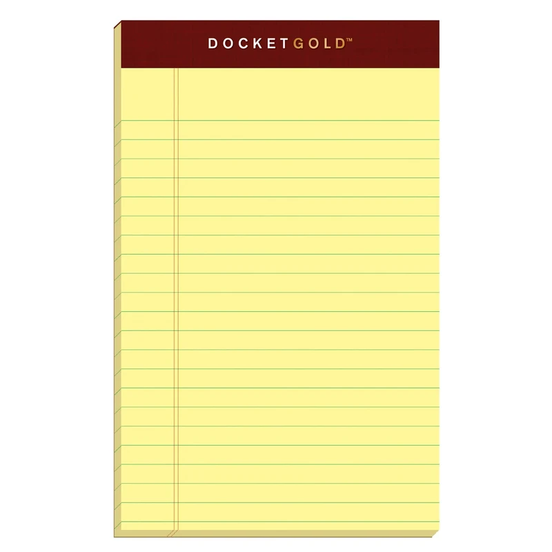 TOPS Docket Gold Writing Pads, 5" x 8", Jr. Legal Rule, Canary Paper, 50 Sheets, 12 Pack (63900) - Image 1
