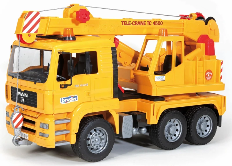 Bruder Man TGA Crane Truck 02754 | 1:16 Scale Construction Toy with Extendable Boom, Rotating Crane, and Outriggers | Made in Germany for Indoor and Outdoor Play