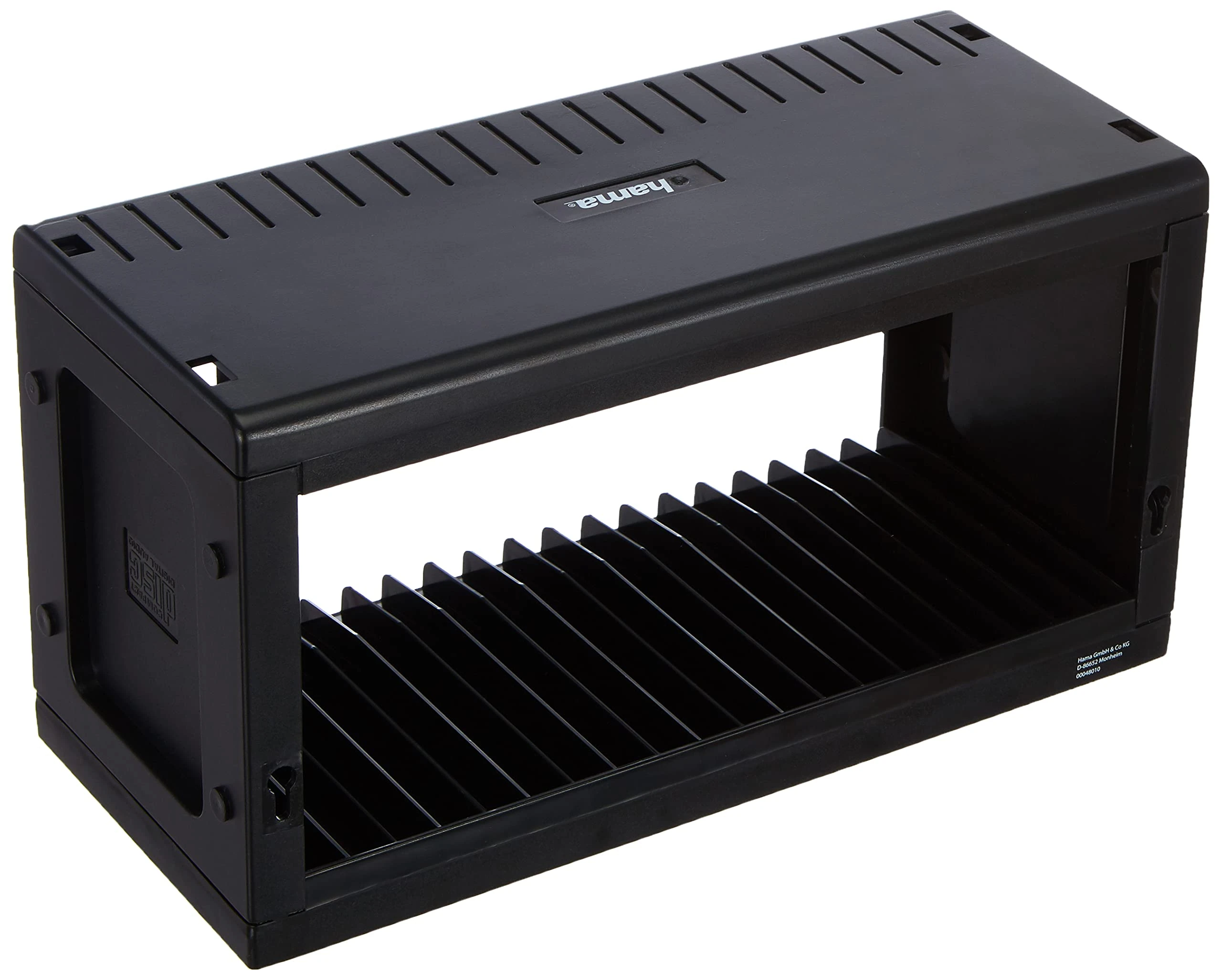 Hama CD Rack for 20 CDs | CD Storage for Hanging or Standing, Space-Saving, Small CD Stand, for the Office or Any Room | Black