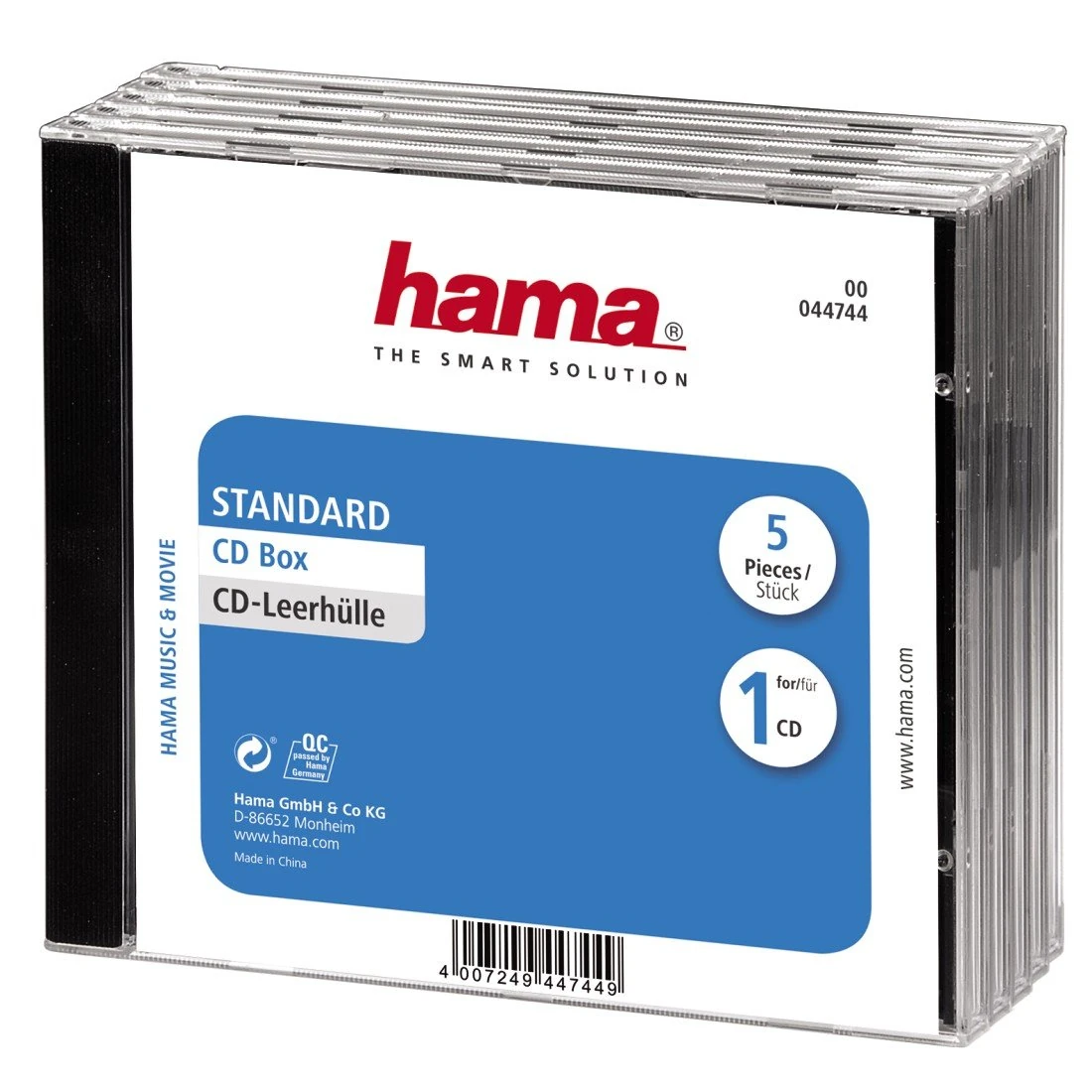Hama CD Jewel Case | Pack of 5 | Transparent/Black