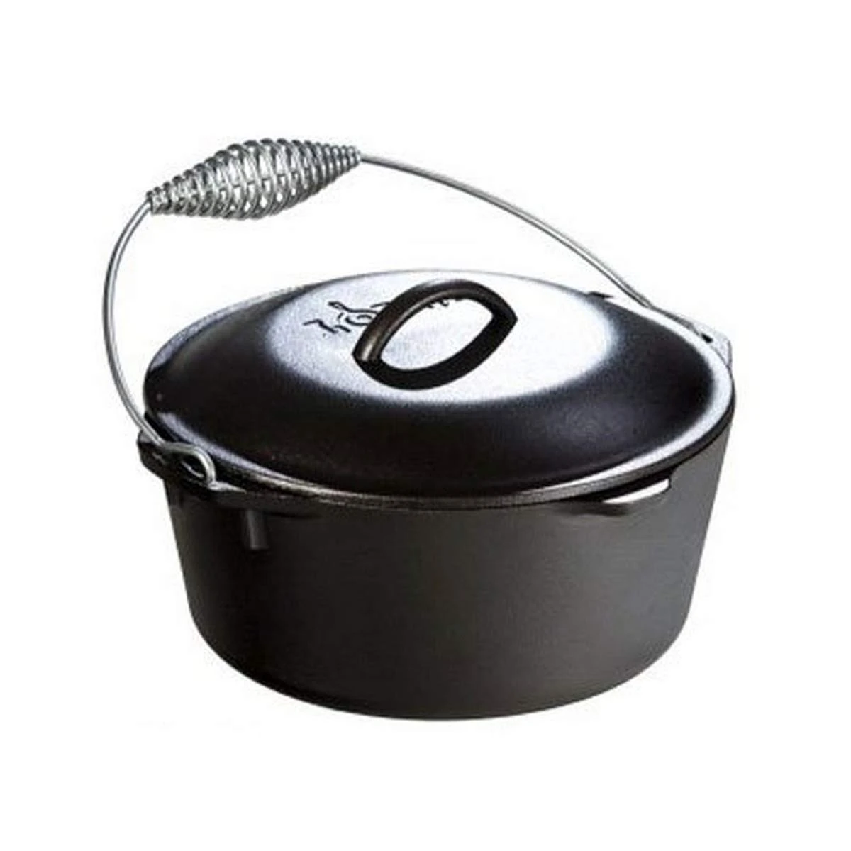 Lodge 4.73 litre / 5 quart Pre-Seasoned Cast Iron Dutch Oven/Casserole Dish (with Spiral Bail Handle)