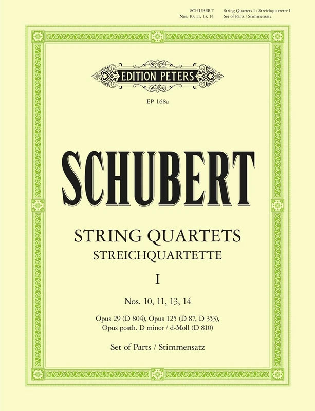 EDITION PETERS SCHUBERT FRANZ - STRING QUARTETS.VOL 1.2 - VIOLIN, VIOLA AND CELLO Classical sheets String ensemble