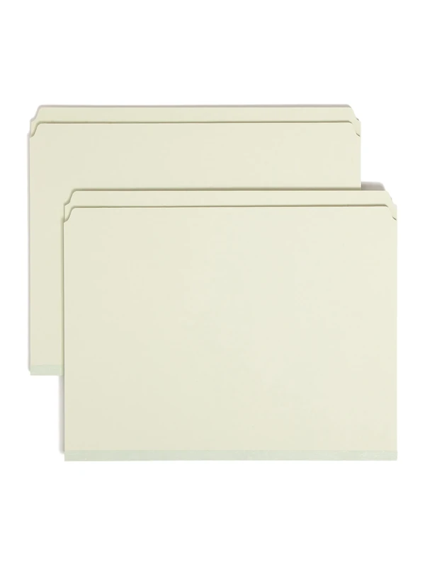 Smead Pressboard File Folder, Straight-Cut Tab, 1" Expansion, Letter Size, Gray/Green, 25 per Box (13200)