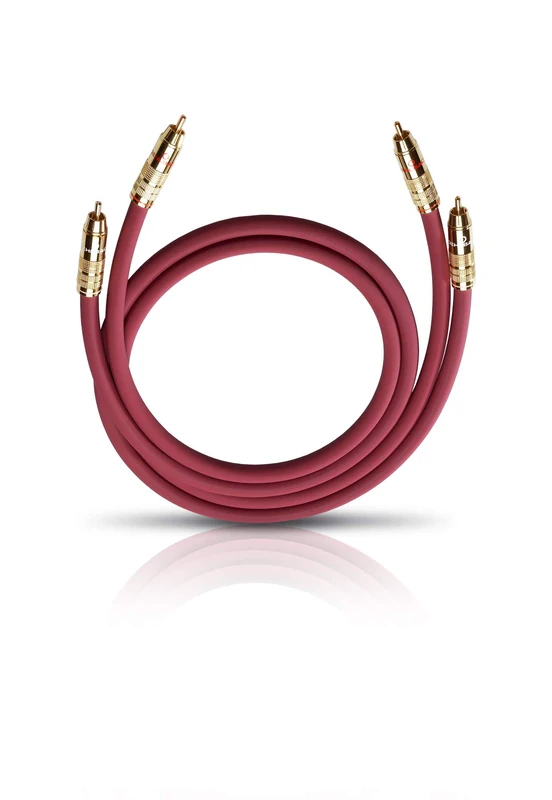 Oehlbach NF 214 Master 50 - Premium Stereo Audio RCA Cable Set - Multiple Shielding Silver-Plated Copper - 2 x 0.50 m - Bordeaux