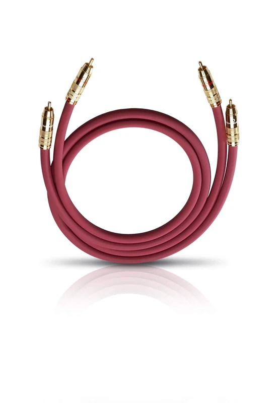 OEHLBACH NF 214 Master 100 - Premium Stereo Audio RCA Cable Set - Multiple Shielding Silver-Plated Copper - 2 x 1 m - Bordeaux