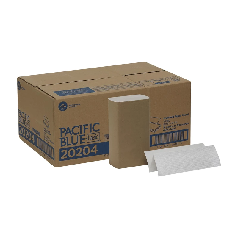 Pacific Blue Basic Multifold Paper Towels (Previously Branded Acclaim) by GP PRO (Georgia-Pacific), White, 20204, 250 Towels Per Pack, 16 Packs Per Case, (Case of 16 Packs, 250 per Pack)