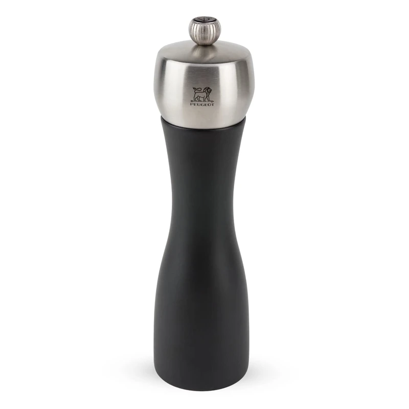 Peugeot - Fidji Pepper Mill - Adjustable Grinder - Beech Wood and Stainless Steel - 20 cm - Black
