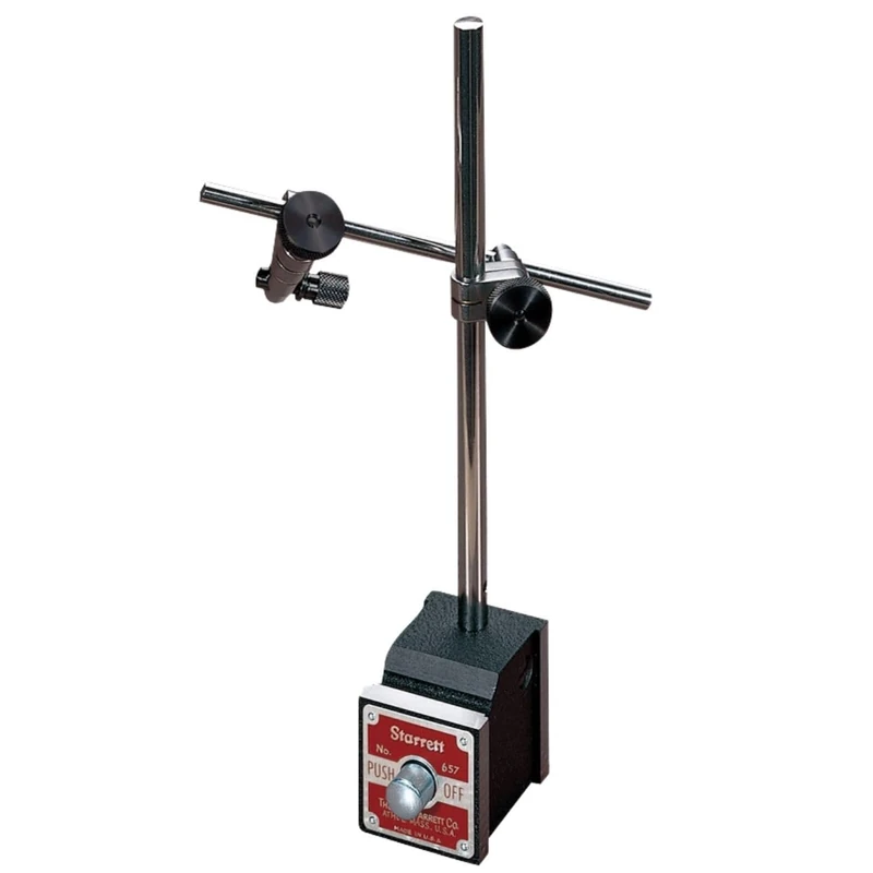 Starrett 657AA Magnetic Base Complete Set with Base, Upright Post, Rod, Attachment, and Two Snugs - Image 1