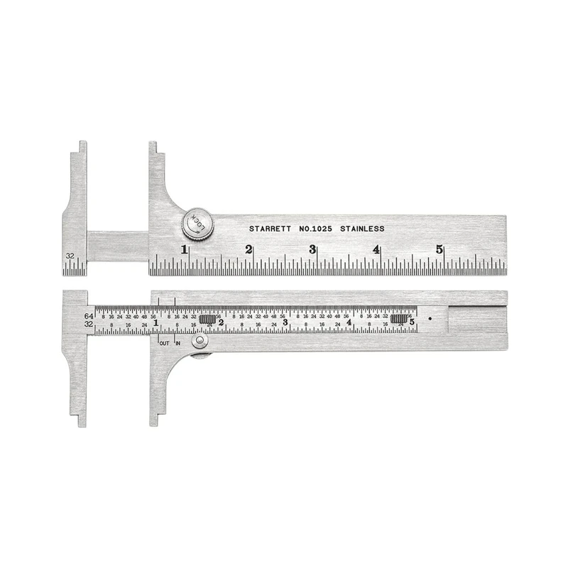 Starrett 1025-6 Slide Calliper, Stainless Steel, Nib Style Jaw, 0-6" Range, +/-0.003" Accuracy, 0.015625" Resolution