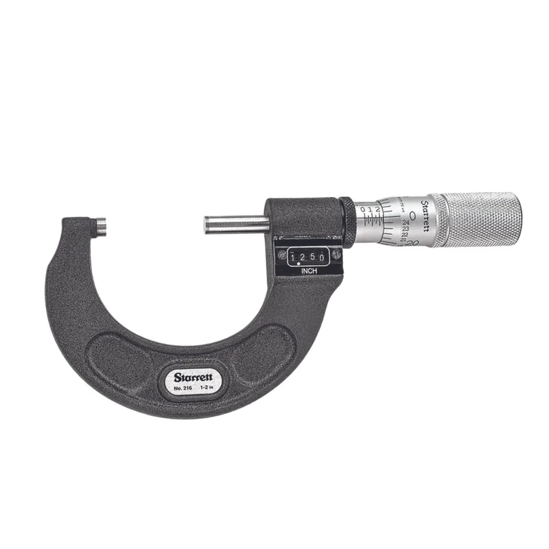 Starrett 216XFL-1 Digital Outside Micrometer, Friction Thimble, Lock Nut, Carbide Faces, 0-1" Range, 0.001" Graduation, +/-0.0001" Accuracy