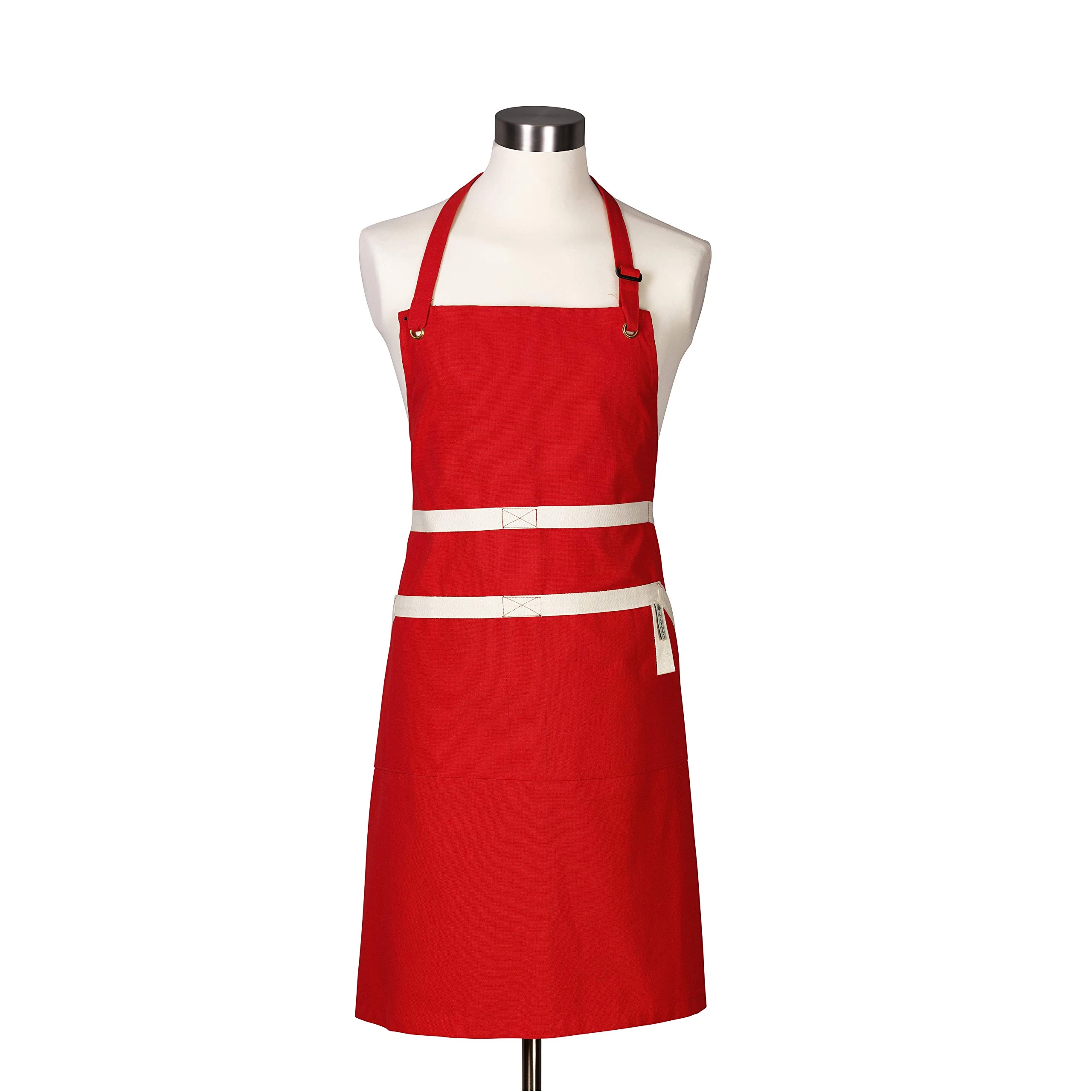 LE CREUSET 4-Layered Textile Chef’s Apron, Bibbed, Stain Resistant, Red, 95000700600000