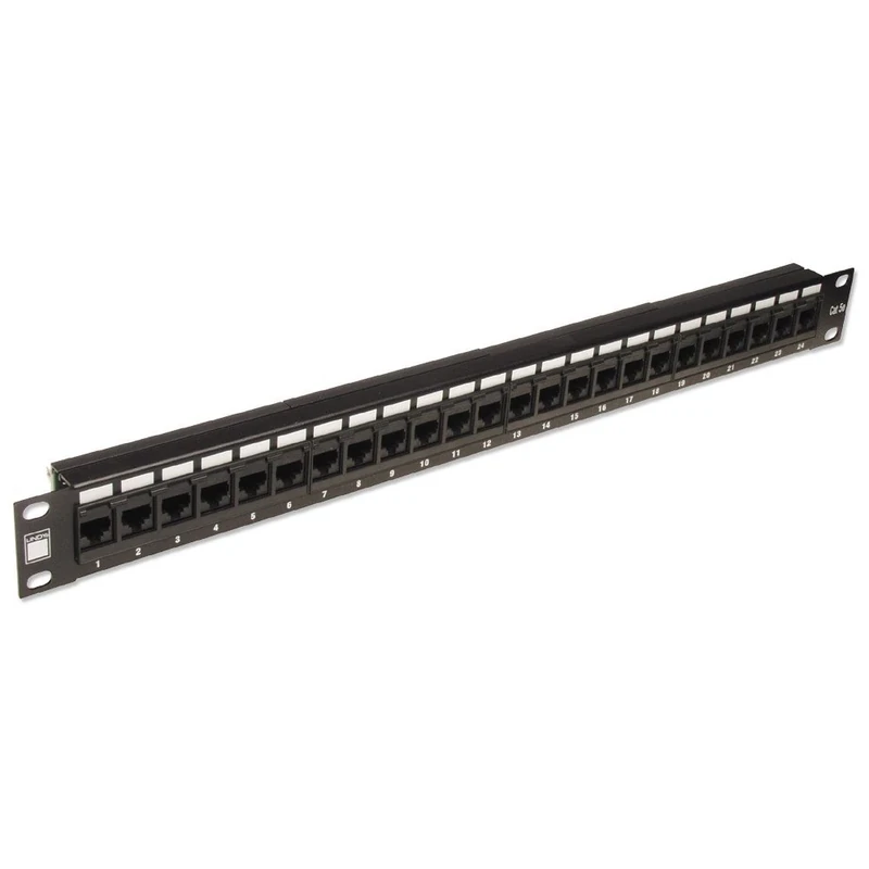 LINDY 19 Inch CAT5e 1U 24 Port RJ-45 Patch Panel Unshielded Black