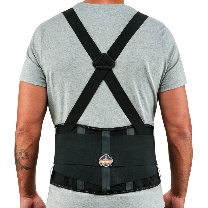 Ergodyne ProFlex 2000SF Back Support Brace, 8.5" Spandex, V-Shape Design and Patented Stays for Added Support, Medium,Black