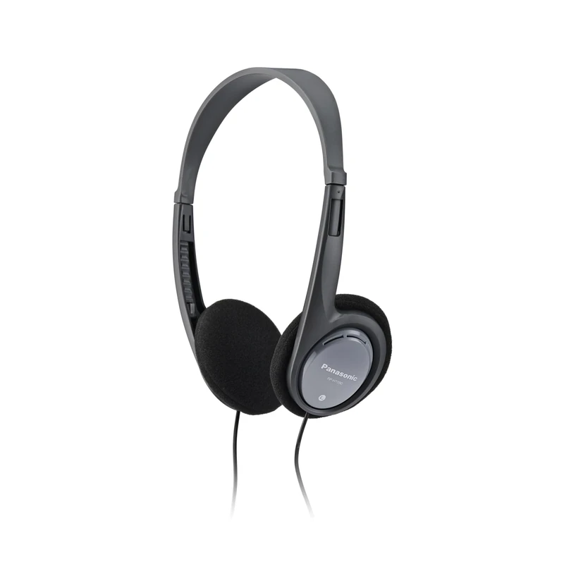 Panasonic RP-HT090E-H Lightweight Stereo Headphones, On-Ear Headphones, 5m Long Cord, Volume Control, XBS, 3.5mm Jack, Black
