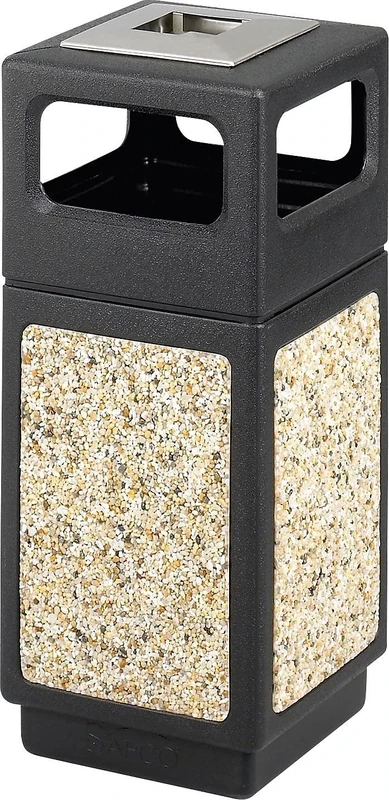 Safco Products 9470NC Canmeleon Aggregate Panel Trash Can, Ash Urn/Side Open, 15-Gallon, Black - Image 1
