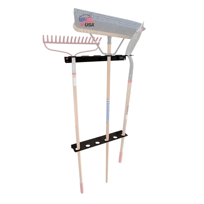 Buyers Products LT37 Hand Rack for Enclosed Landscaping Truck Trailers & Garage or Shed Walls Holds 6 Tools for Shovels, Rakes, Hoes, Heavy Duty Steel, Oversize, Black - Image 1