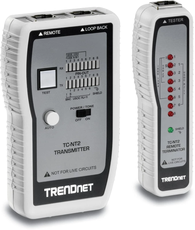 TRENDnet Network Cable Tester, Tests Ethernet/USB & BNC Cables, Accurately Test Pin Configurations up to 300M (984 ft), TC-NT2, Blue, White