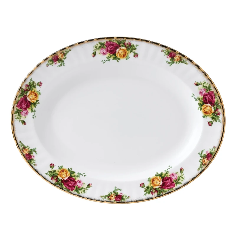 Royal Albert Old Country Roses IOLCOR00108 Oval Dish 38cm White, Fine Bone China