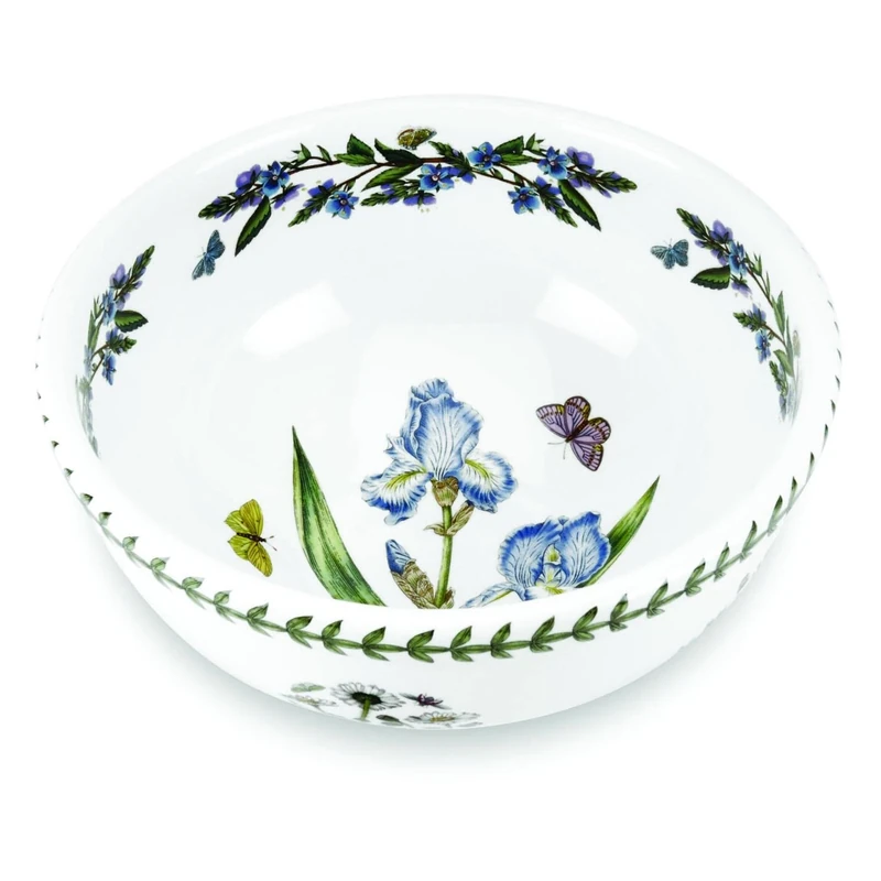 Portmeirion x Botanic Garden Salad Bowl - Iris Ceramic Bowl Suitable for Soups, Salads, or Desserts, Stylish and Durable, Microwave & Dishwasher Safe, Made in England Earthenware, 23cm