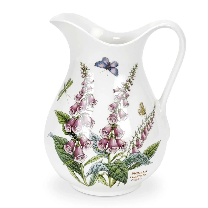 Portmeirion x Botanic Garden Jug - 3 Pint, Made in England Earthenware for Serving Juice, Tea, or Water, Floral Motif, Dishwasher & Microwave Safe, White Base/See Picture