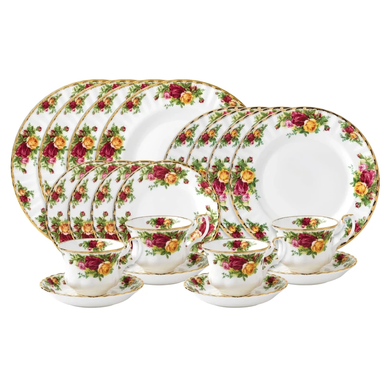 Royal Albert - Old Country Roses 20 Piece Dinner Gift Set - Vintage Serving Set for 4, with Bone China Tea Cup and Saucer Set, Dinner, Salad Plates, Bread & Butter Plates - Floral Pattern - Image 1