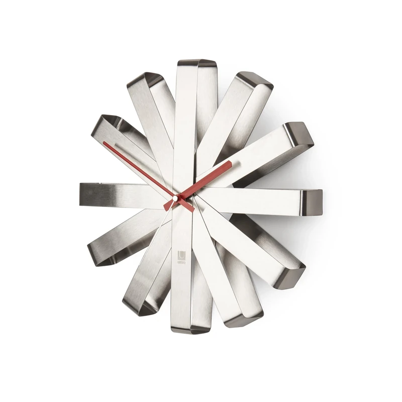 Umbra Ribbon Brushed Steel Wall Clock, 30.48 cm- Nickel