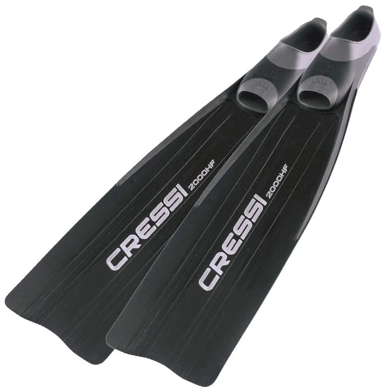 Cressi Gara 2000 HF Fins Black, Unisex Freediving Long Blade Fins High Performance, 44/45 (10/11)