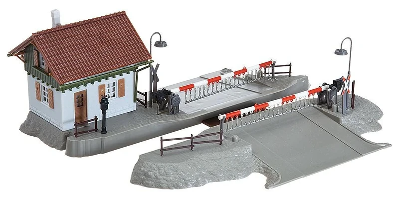 Faller Model Kit - H0 Railway Crossing with Waterhaus, Modern, Realistic, Unisex Adult