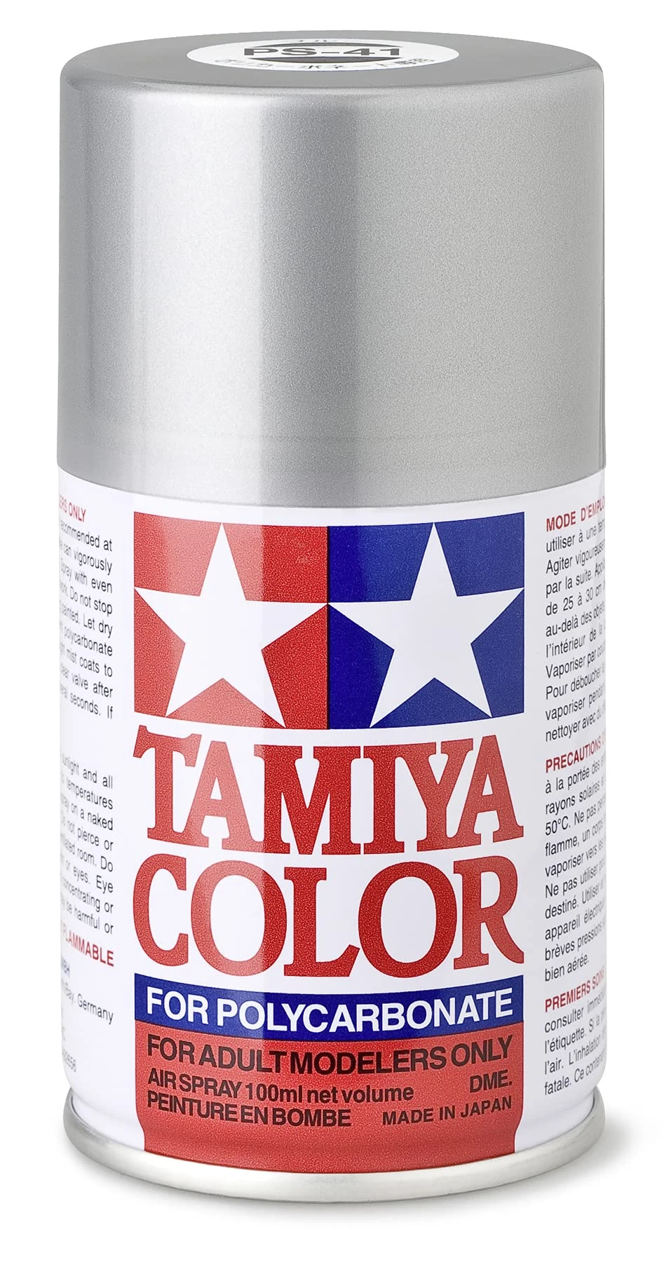TAMIYA 300086041 86041 PS-41 Light Silver Polycarbonate 100ml Spray Paint for Plastic Model Making, Craft Accessories, Spray Paints for Model Making, Silver, 100 ml (Pack of 1)