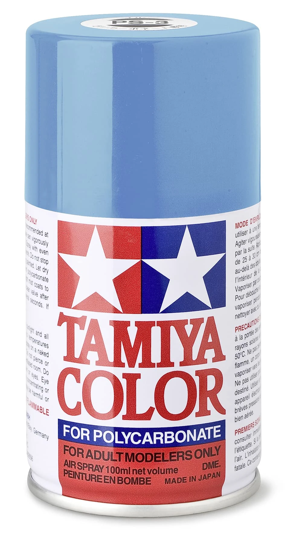 TAMIYA 86003 PS-3 Light Blue Polycarbonate 100 ml Spray Paint for Plastic Model Making, Craft Accessories, Spray Paint for Model Making, 100 ml (Pack of 1)